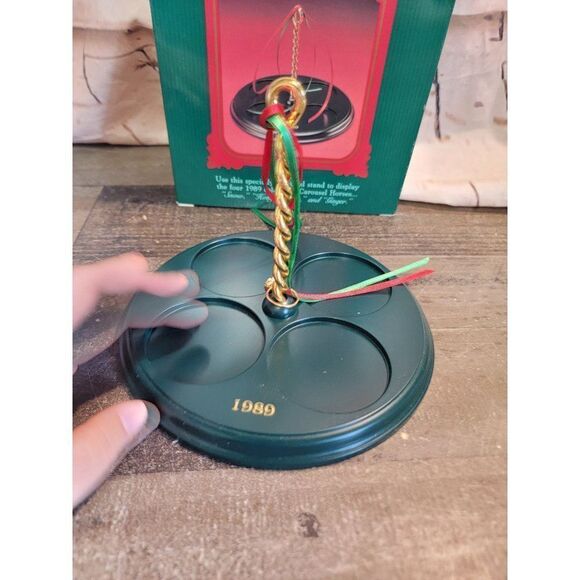 Hallmark 1989 Christmas carousel horse display stand ornament Xmas decor - Picture 1 of 3